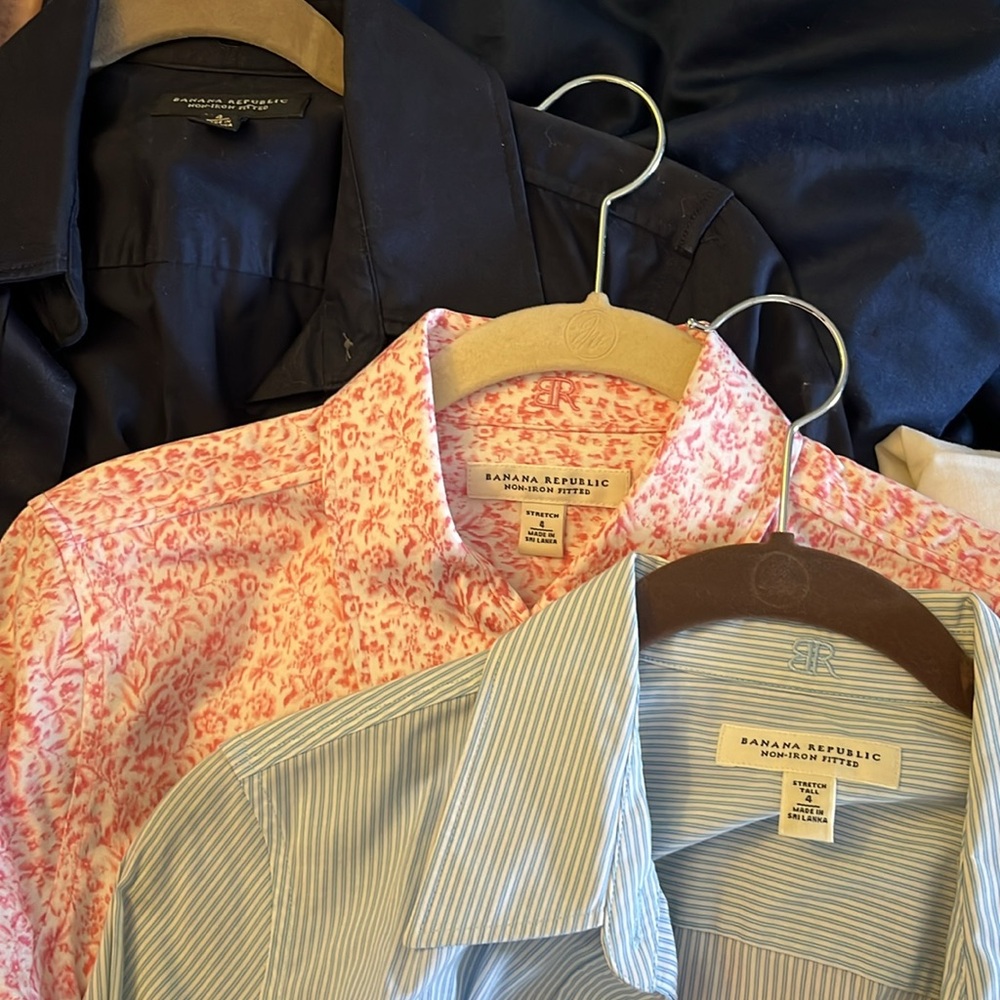 All THREE dress shirts, fitted with stretch